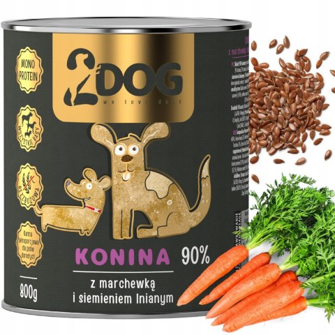 2DOG Konina 800 g — monobiałkowa karma mokra dla psa