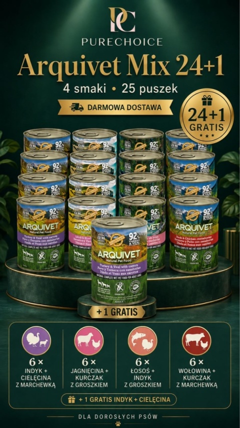 Arquivet Rodzinny Mix 24+1 dla psa — 1 puszka GRATIS