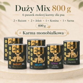 Duży Mix 800 g — 6 puszek mokrej karmy monobiałkowej dla psa
