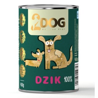 2DOG Dzik 400 g — monobiałkowa karma mokra dla psa
