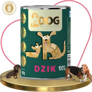 2DOG Dzik 400 g — monobiałkowa karma mokra dla psa