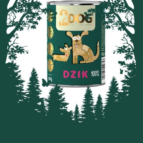 2DOG Dzik 400 g — monobiałkowa karma mokra dla psa