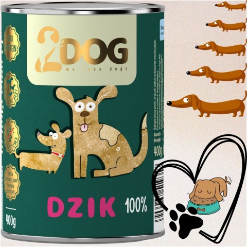 2DOG Dzik 400 g — monobiałkowa karma mokra dla psa