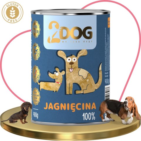 2DOG Jagnięcina 400 g — monobiałkowa karma mokra dla psa