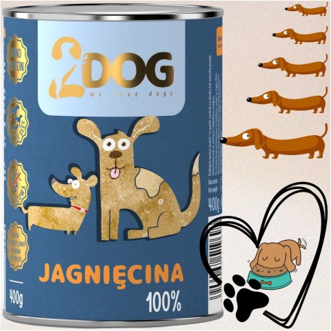 2DOG Jagnięcina 400 g — monobiałkowa karma mokra dla psa