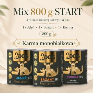 Mix 800 g START — 3 puszki karmy monobiałkowej dla psa