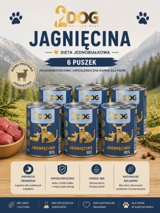 Zestaw: 2DOG JAGNIĘCINA 100% – 6 puszek 