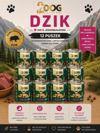 Zestaw: 2DOG DZIK- 12 puszek
