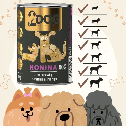 2DOG Konina 400 g — monobiałkowa karma mokra dla psa