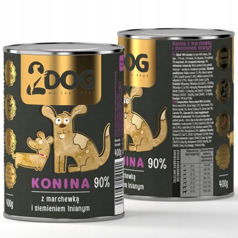 2DOG Konina 400 g — monobiałkowa karma mokra dla psa