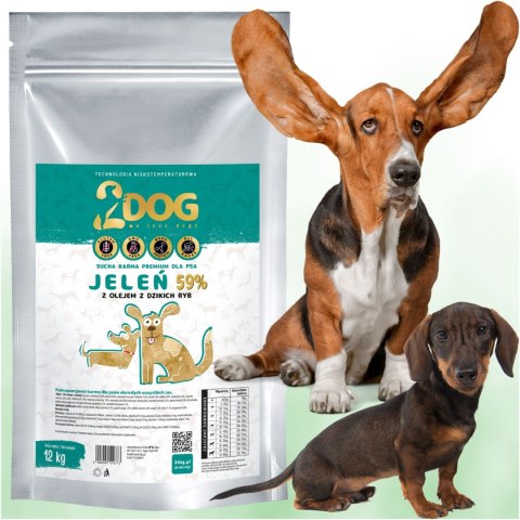 2DOG Premium monoproteinowa sucha karma dla psa z jeleniem 12 kg