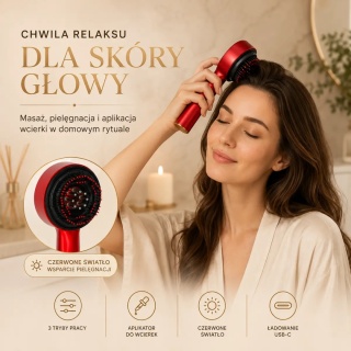 Elektryczny masażer skóry głowy KX3062 z aplikatorem do wcierek i czerwonym światłem