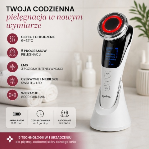 Masażer do twarzy Soulima 25888 5w1 EMS LED z ciepłem i chłodzeniem