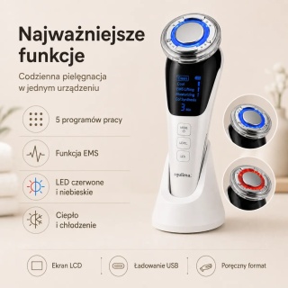 Masażer do twarzy Soulima 25888 5w1 EMS LED z ciepłem i chłodzeniem