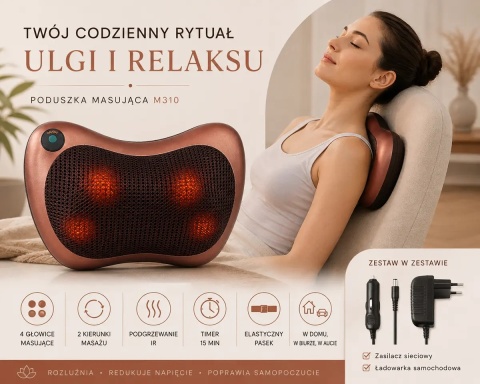 Poduszka masująca Shiatsu M310 z podgrzewaniem IR – kark i plecy