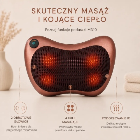 Poduszka masująca Shiatsu M310 z podgrzewaniem IR – kark i plecy