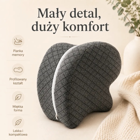 Poduszka między kolana AG32K Grey Premium z pianką memory