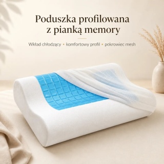 Poduszka profilowana Malatec 24238 z pianką memory i wkładem chłodzącym