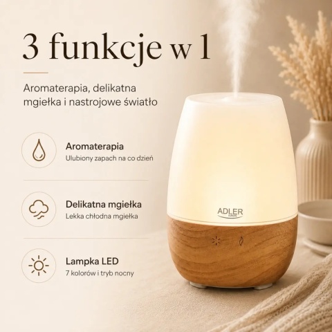 Ultradźwiękowy dyfuzor zapachowy ADLER AD 7967 3w1