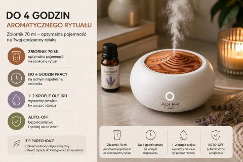 Ultradźwiękowy dyfuzor zapachowy ADLER AD 7969 3w1