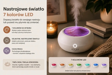 Ultradźwiękowy dyfuzor zapachowy ADLER AD 7969 3w1