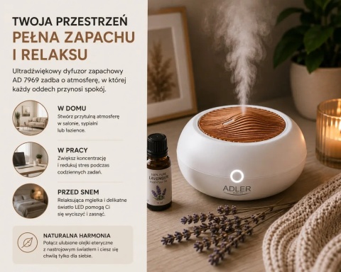 Ultradźwiękowy dyfuzor zapachowy ADLER AD 7969 3w1